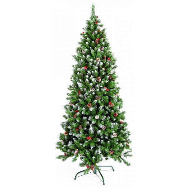 Χριστουγεννιάτικο Δέντρο Berry Snowy με Κουκουνάρια (1,80m)